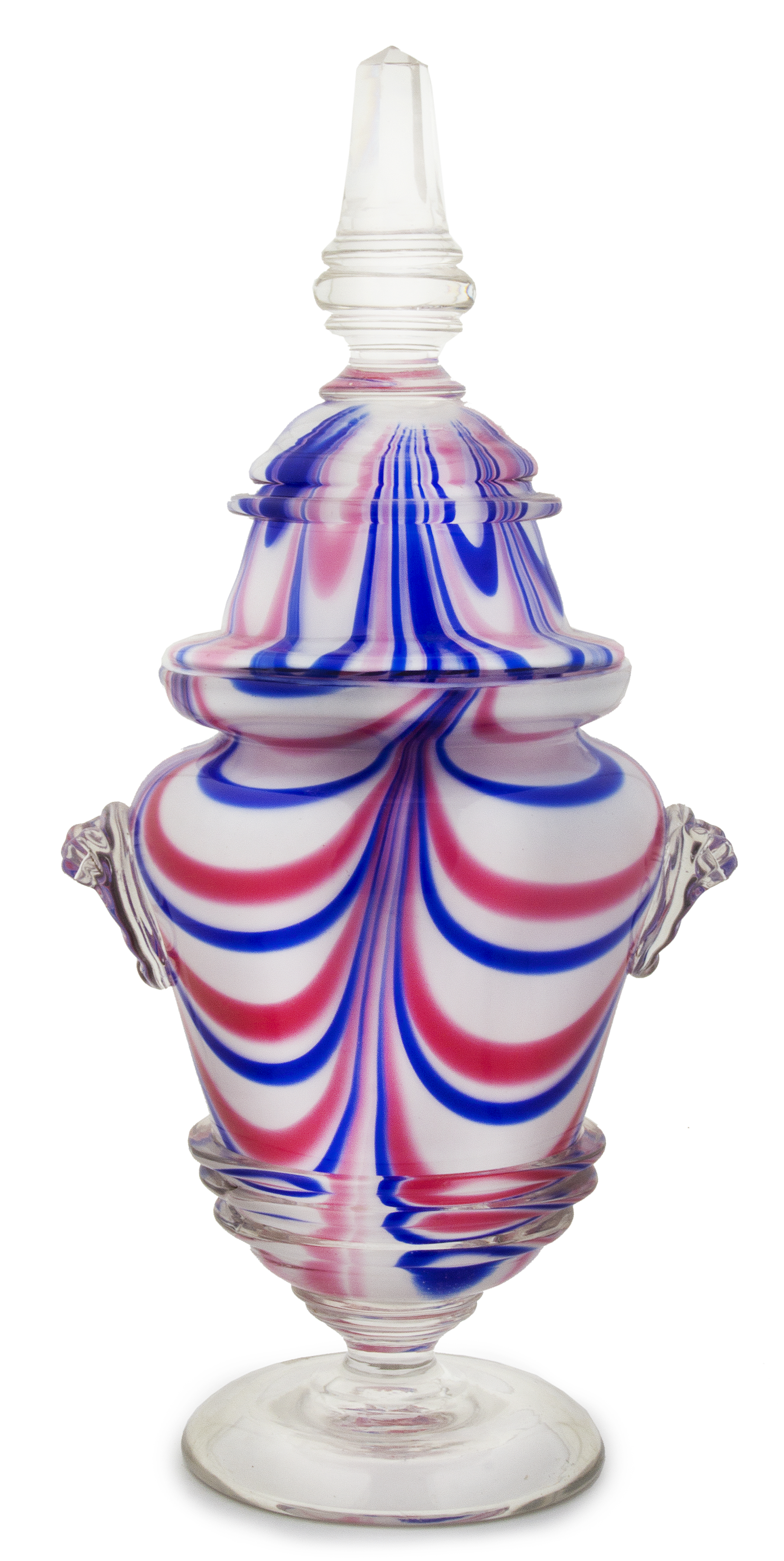 Pittsburgh Glass, Urn & Cover, Red & Blue Looping
Probably Pittsburg, circa 1860, entire view 1